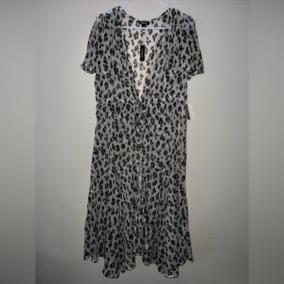 Express Sheer Animal Print Leopard Kimono Duster Boho Coverup Women’s Size XS - Picture 1 of 10